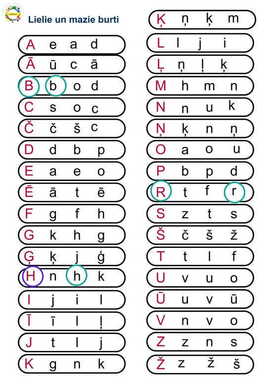 Apvelc atbilstošo burtu